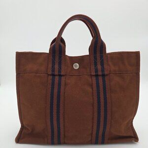 Hermes Tote Toile Fourre-Tout PM in Brown